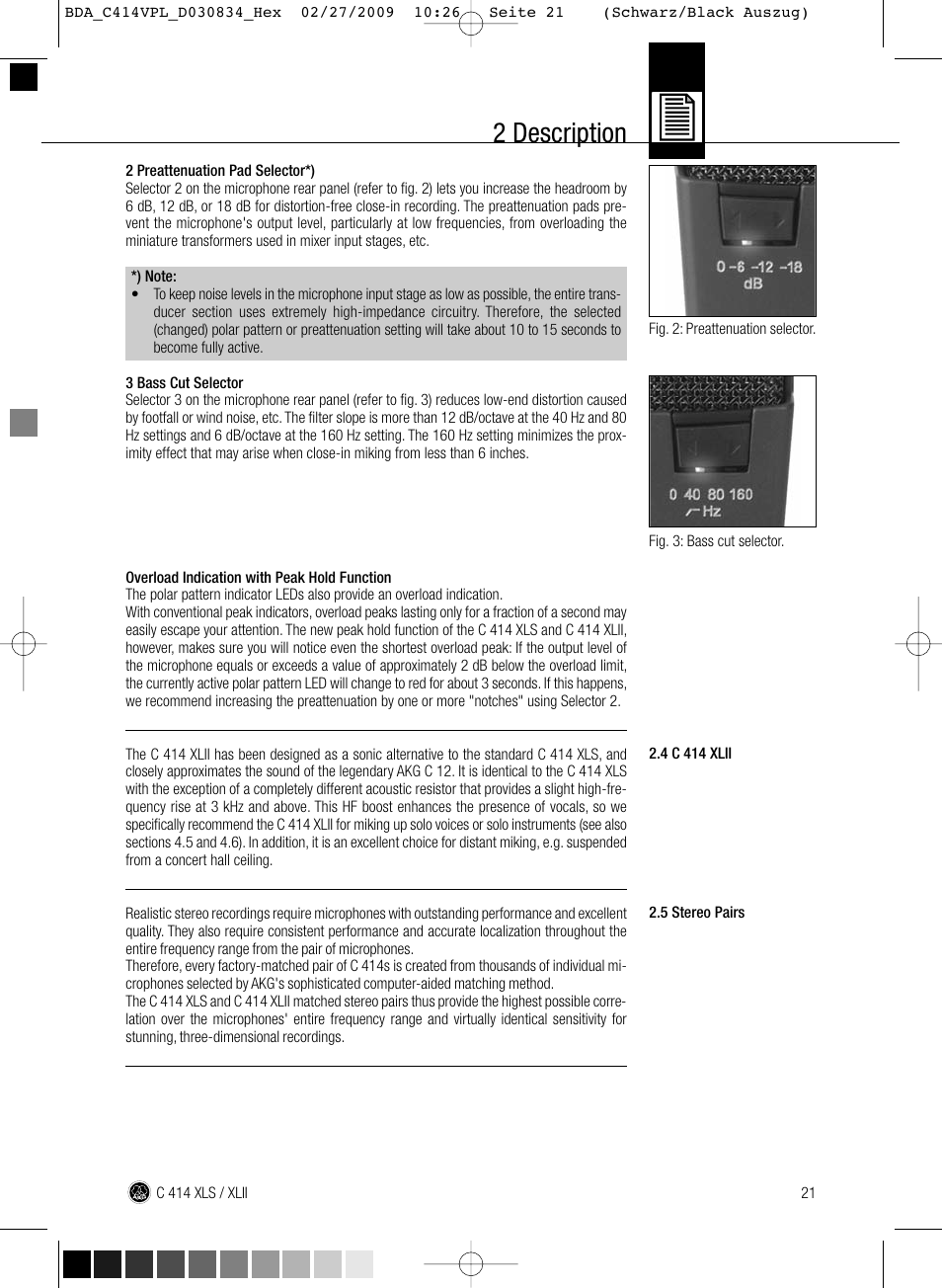 2 description | AKG Acoustics C414 XLS User Manual | Page 21 / 92