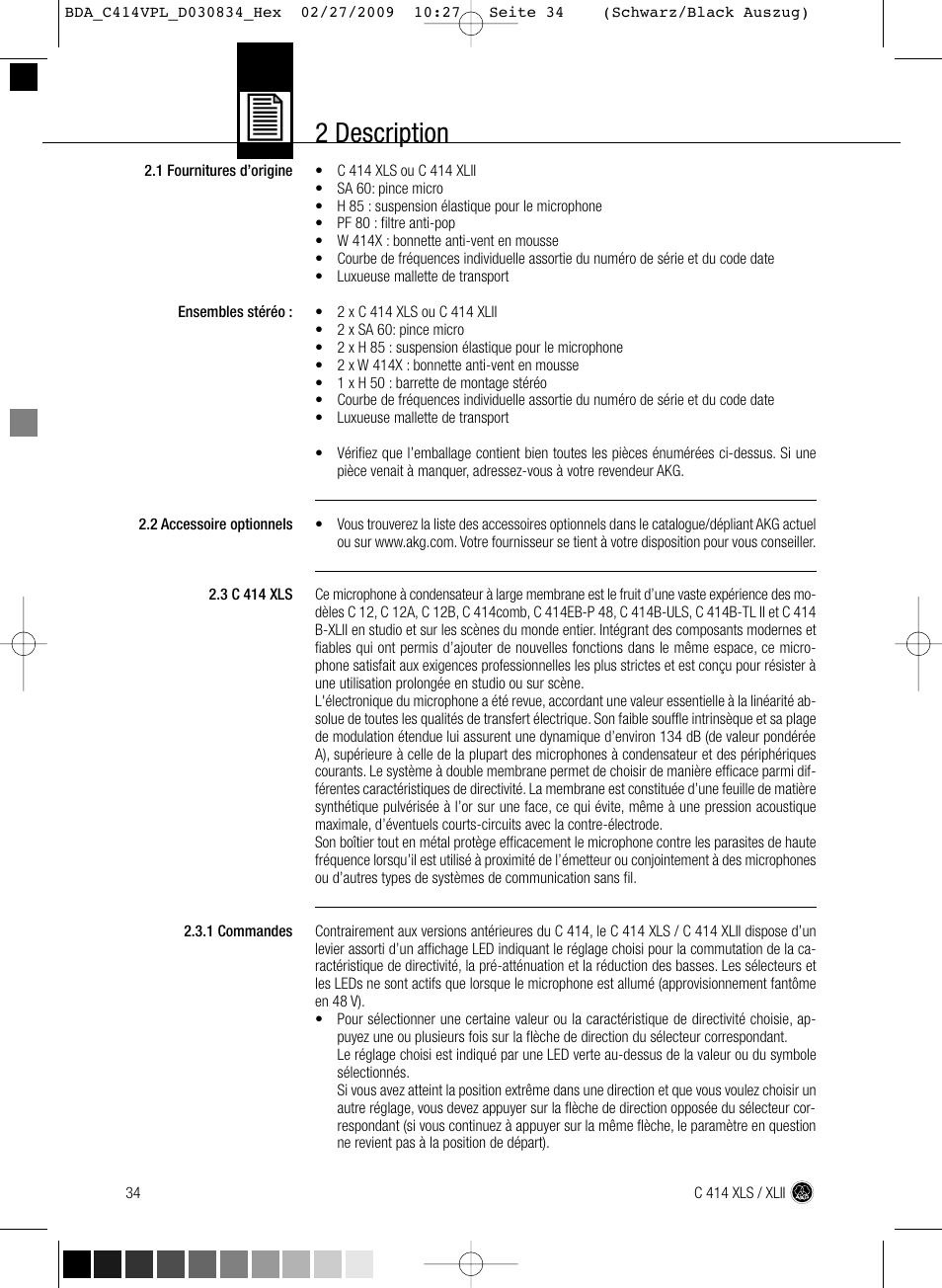 2 description | AKG Acoustics C414 XLS User Manual | Page 34 / 92