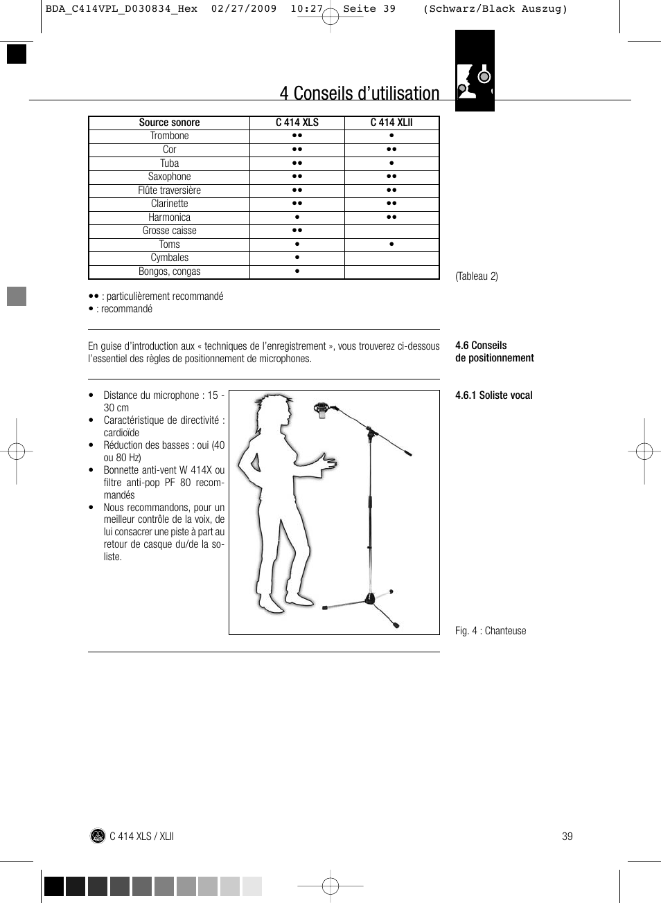 4 conseils d’utilisation | AKG Acoustics C414 XLS User Manual | Page 39 / 92