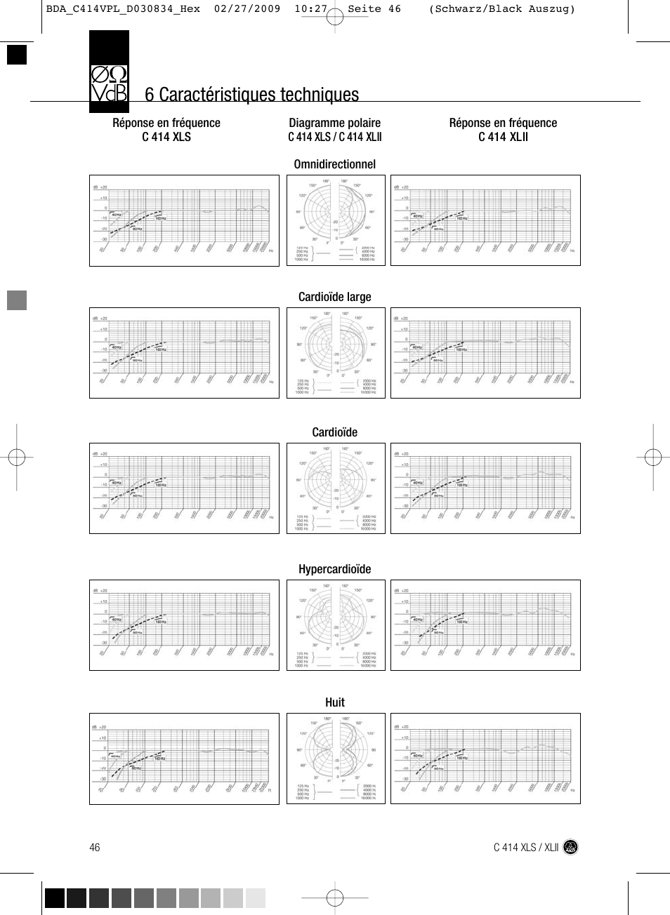 6 caractéristiques techniques | AKG Acoustics C414 XLS User Manual | Page 46 / 92