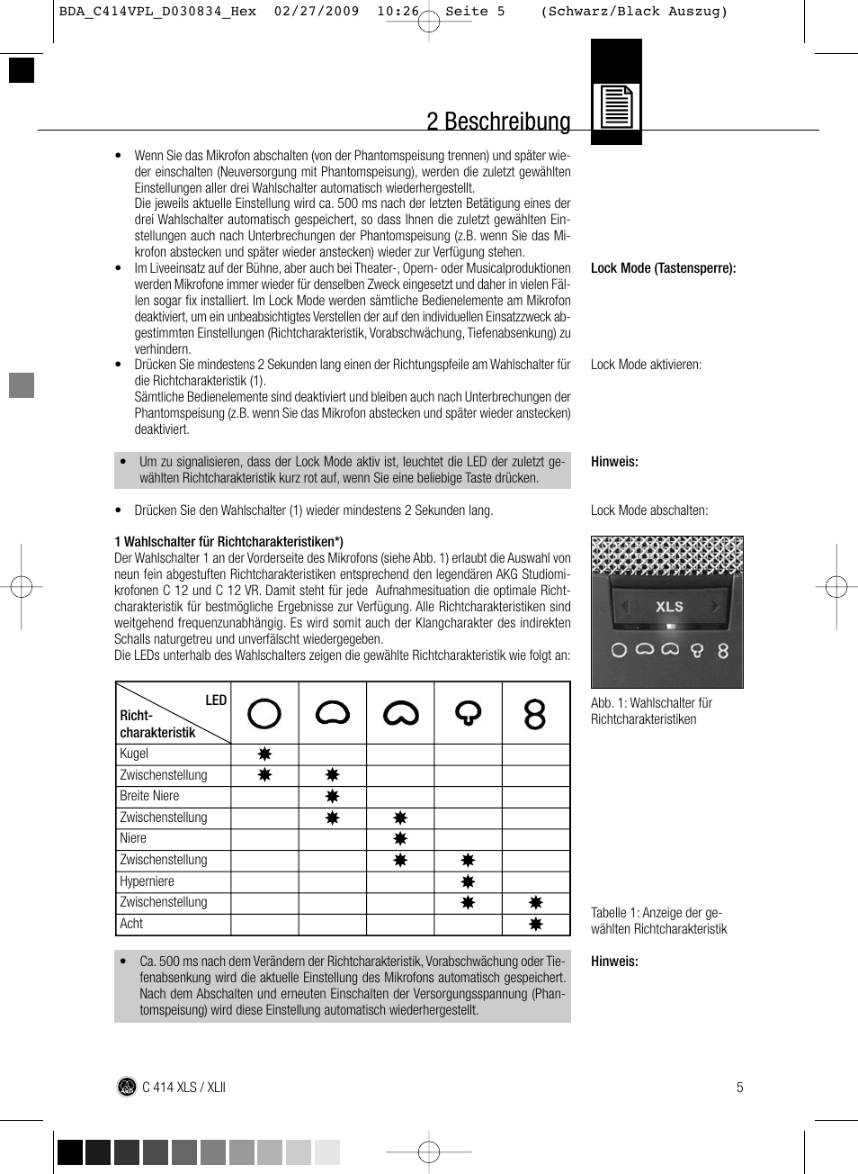 2 beschreibung | AKG Acoustics C414 XLS User Manual | Page 5 / 92