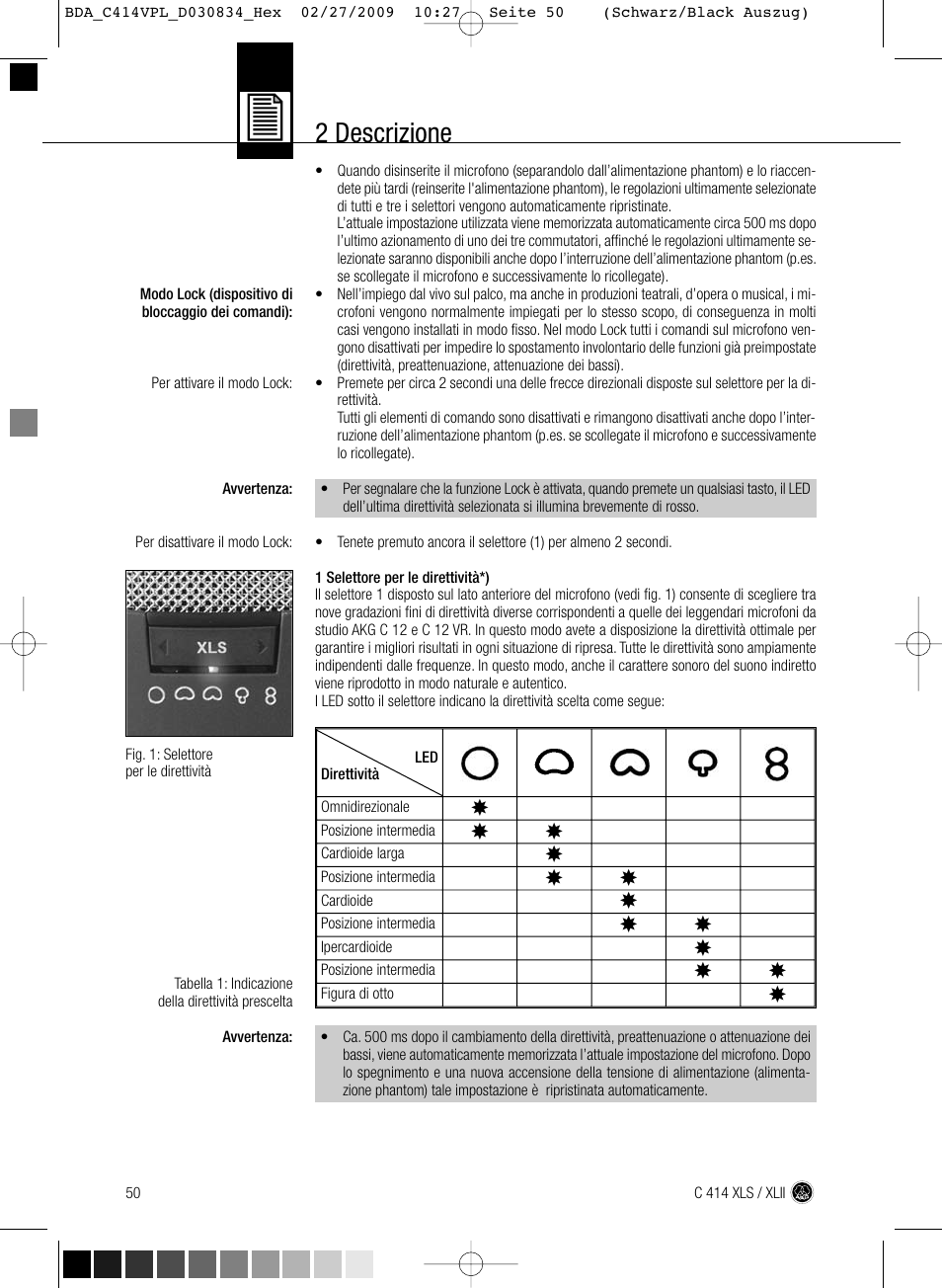 2 descrizione | AKG Acoustics C414 XLS User Manual | Page 50 / 92