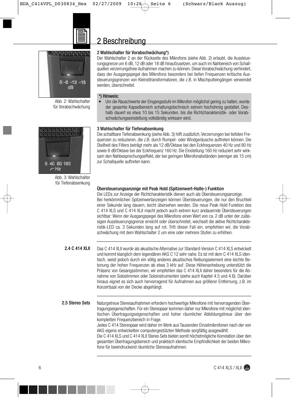 2 beschreibung | AKG Acoustics C414 XLS User Manual | Page 6 / 92