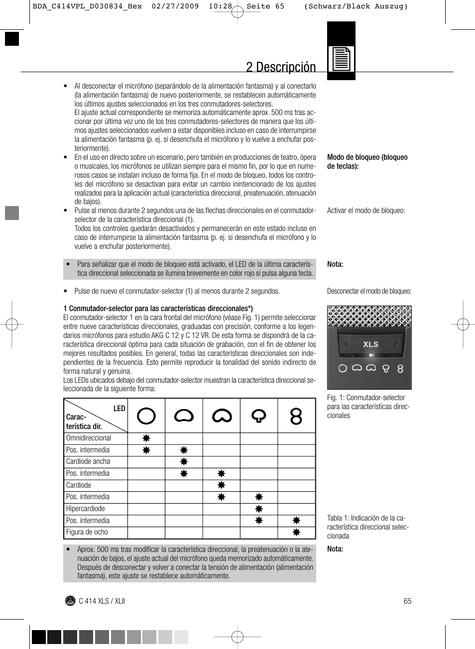 2 descripción | AKG Acoustics C414 XLS User Manual | Page 65 / 92