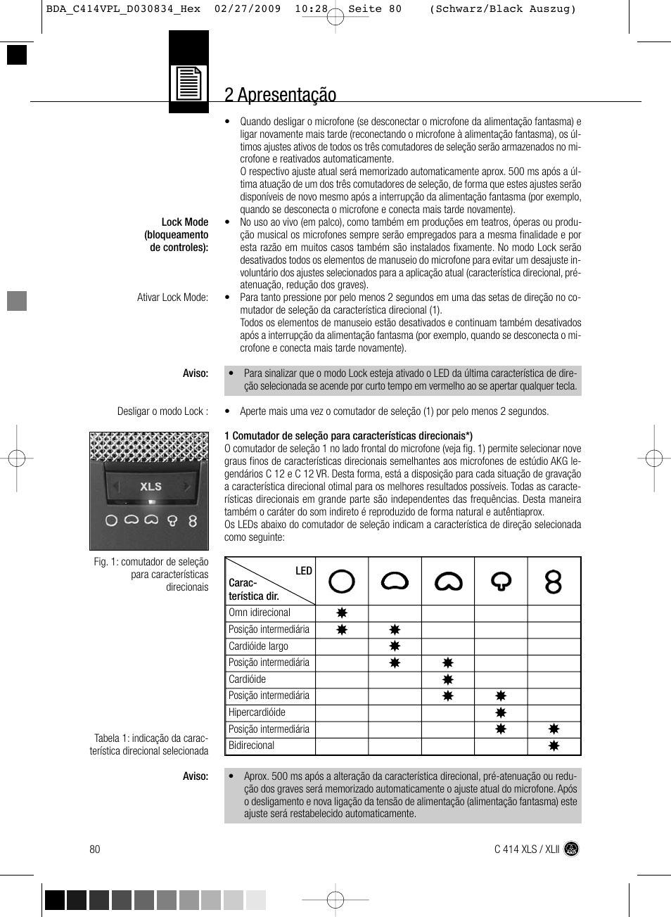 2 apresentação | AKG Acoustics C414 XLS User Manual | Page 80 / 92