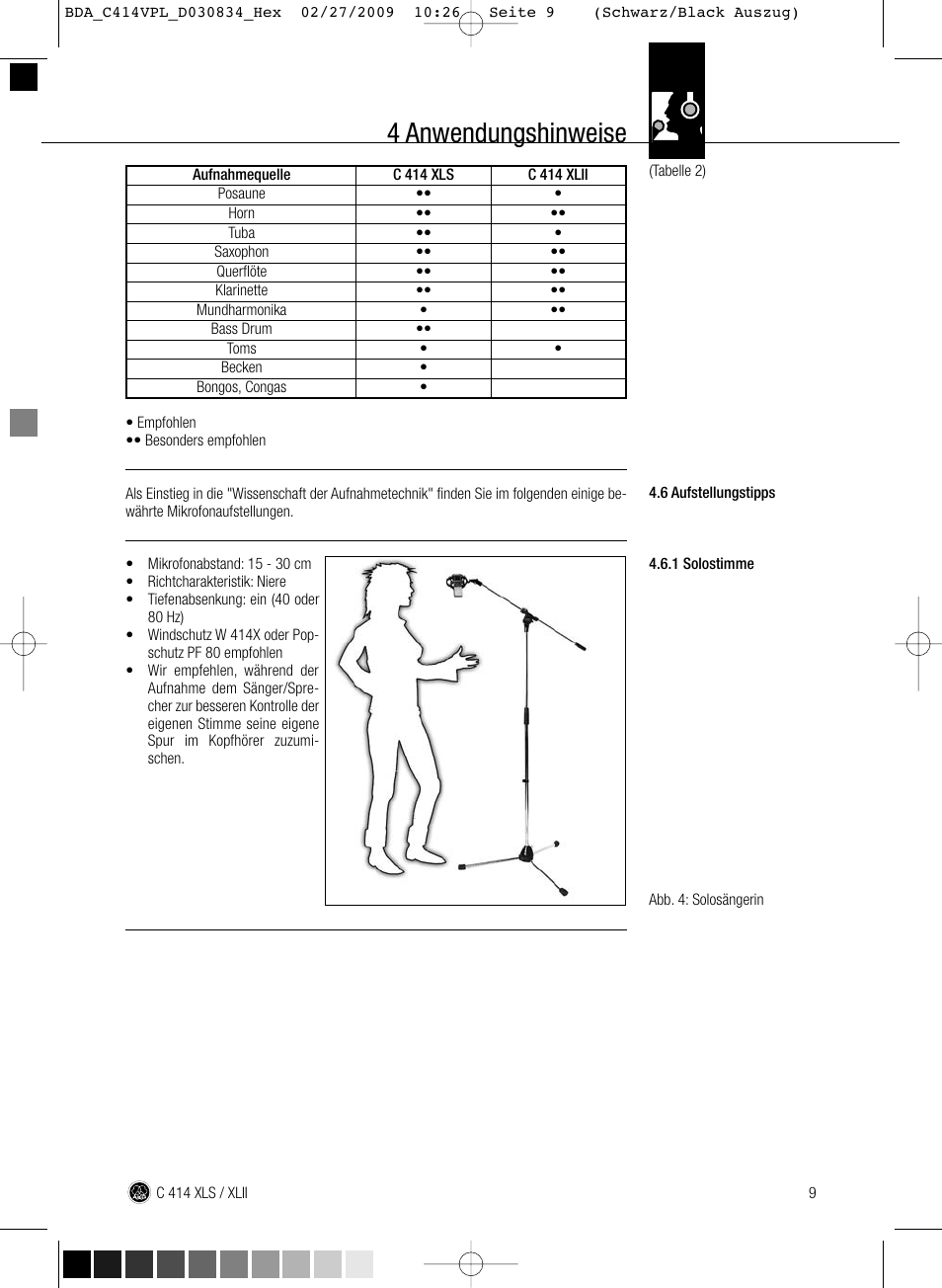 4 anwendungshinweise | AKG Acoustics C414 XLS User Manual | Page 9 / 92