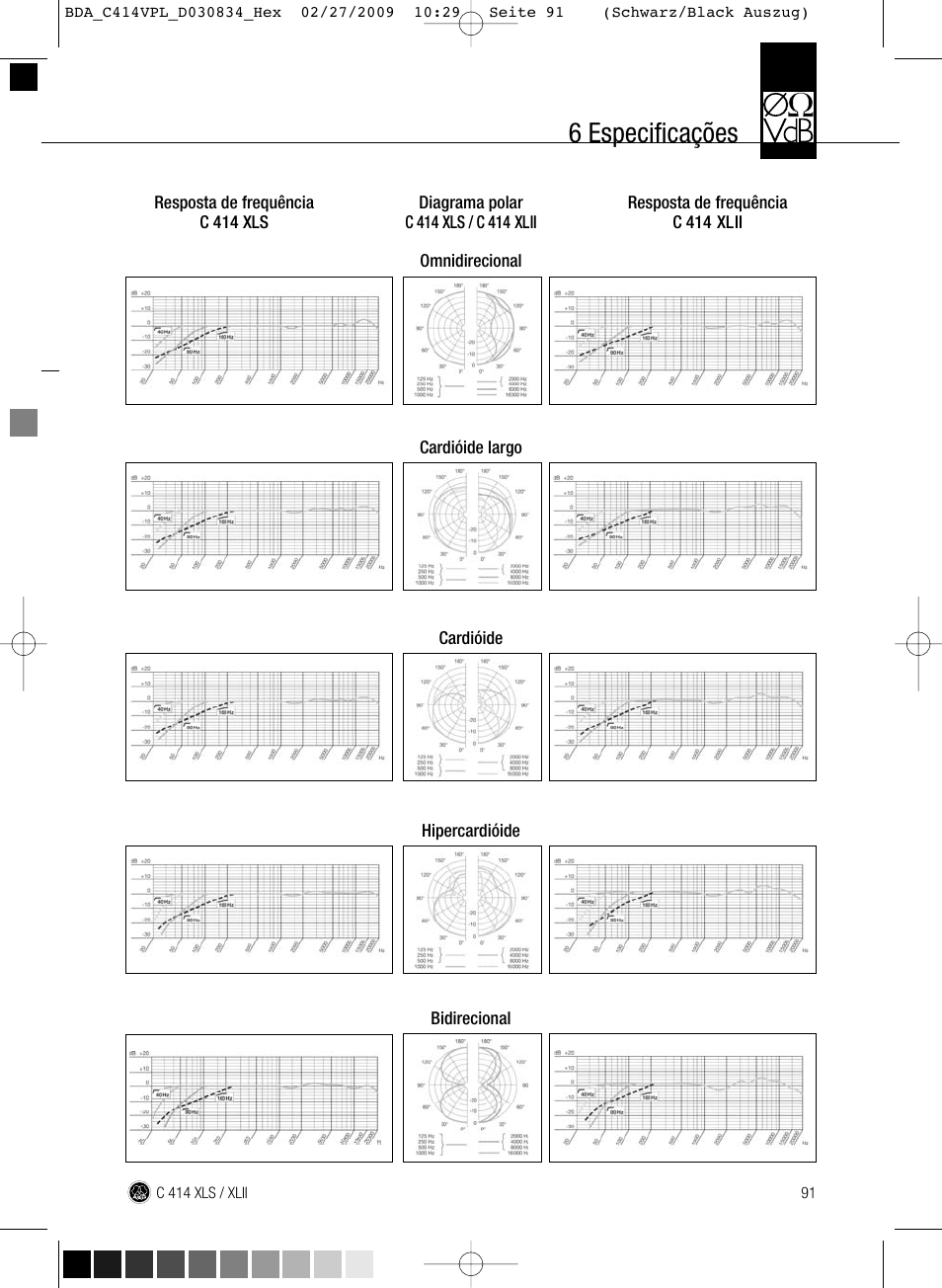 6 especificações | AKG Acoustics C414 XLS User Manual | Page 91 / 92