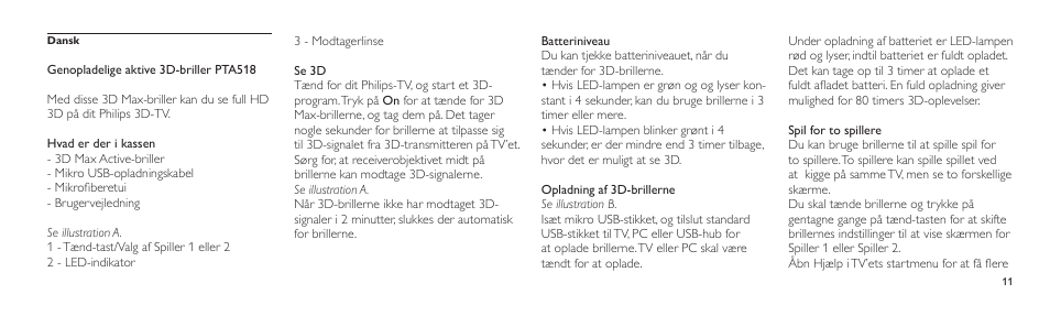 Philips Lunettes 3D Active User Manual | Page 11 / 82