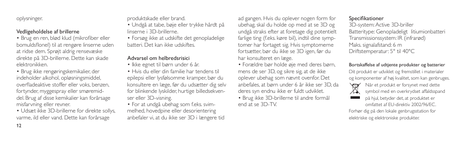 Philips Lunettes 3D Active User Manual | Page 12 / 82
