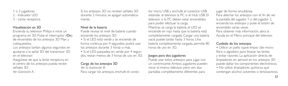 Philips Lunettes 3D Active User Manual | Page 23 / 82