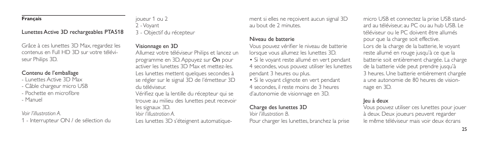 Philips Lunettes 3D Active User Manual | Page 25 / 82