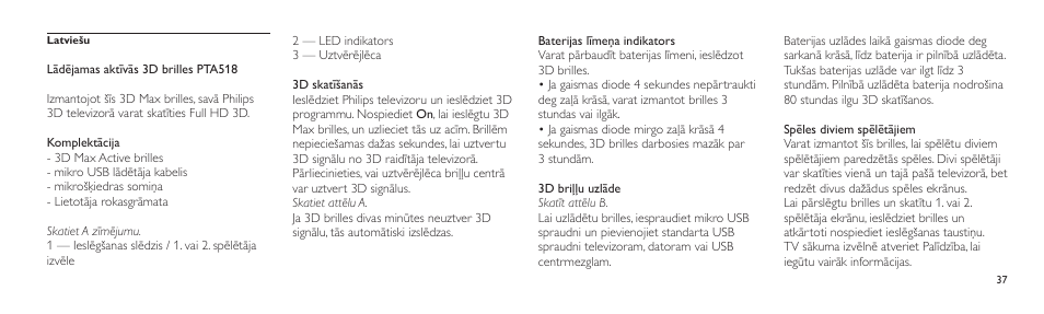 Philips Lunettes 3D Active User Manual | Page 37 / 82