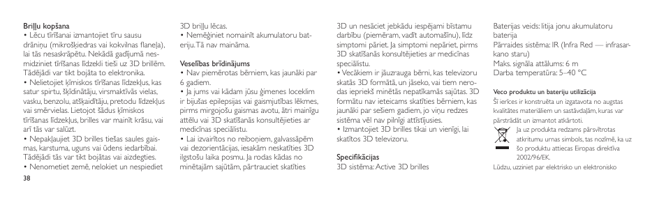 Philips Lunettes 3D Active User Manual | Page 38 / 82