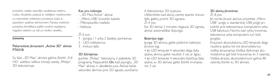 Philips Lunettes 3D Active User Manual | Page 39 / 82