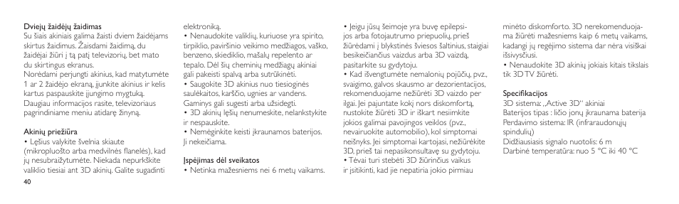 Philips Lunettes 3D Active User Manual | Page 40 / 82