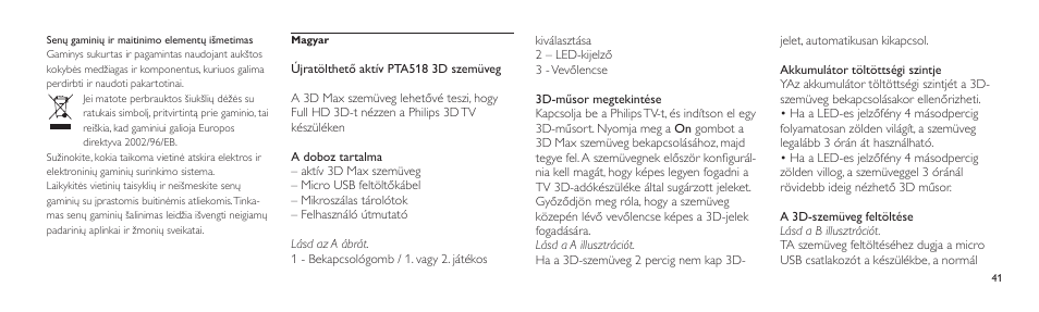 Philips Lunettes 3D Active User Manual | Page 41 / 82