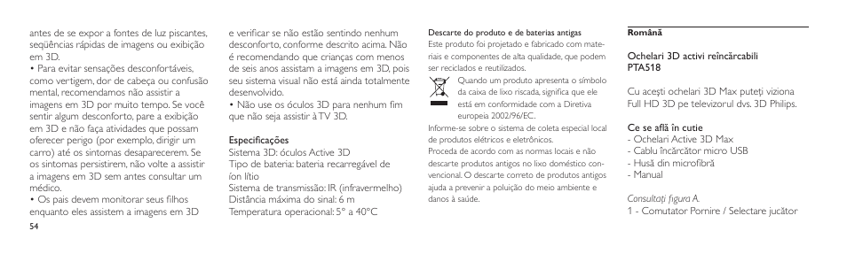 Philips Lunettes 3D Active User Manual | Page 54 / 82