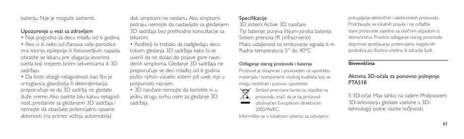 Philips Lunettes 3D Active User Manual | Page 61 / 82