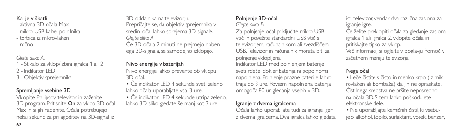 Philips Lunettes 3D Active User Manual | Page 62 / 82