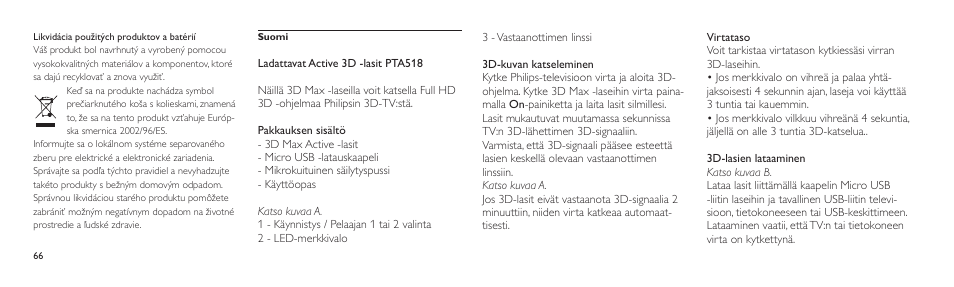 Philips Lunettes 3D Active User Manual | Page 66 / 82