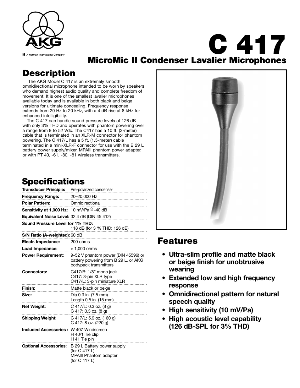 AKG Acoustics C4174055C User Manual | 2 pages