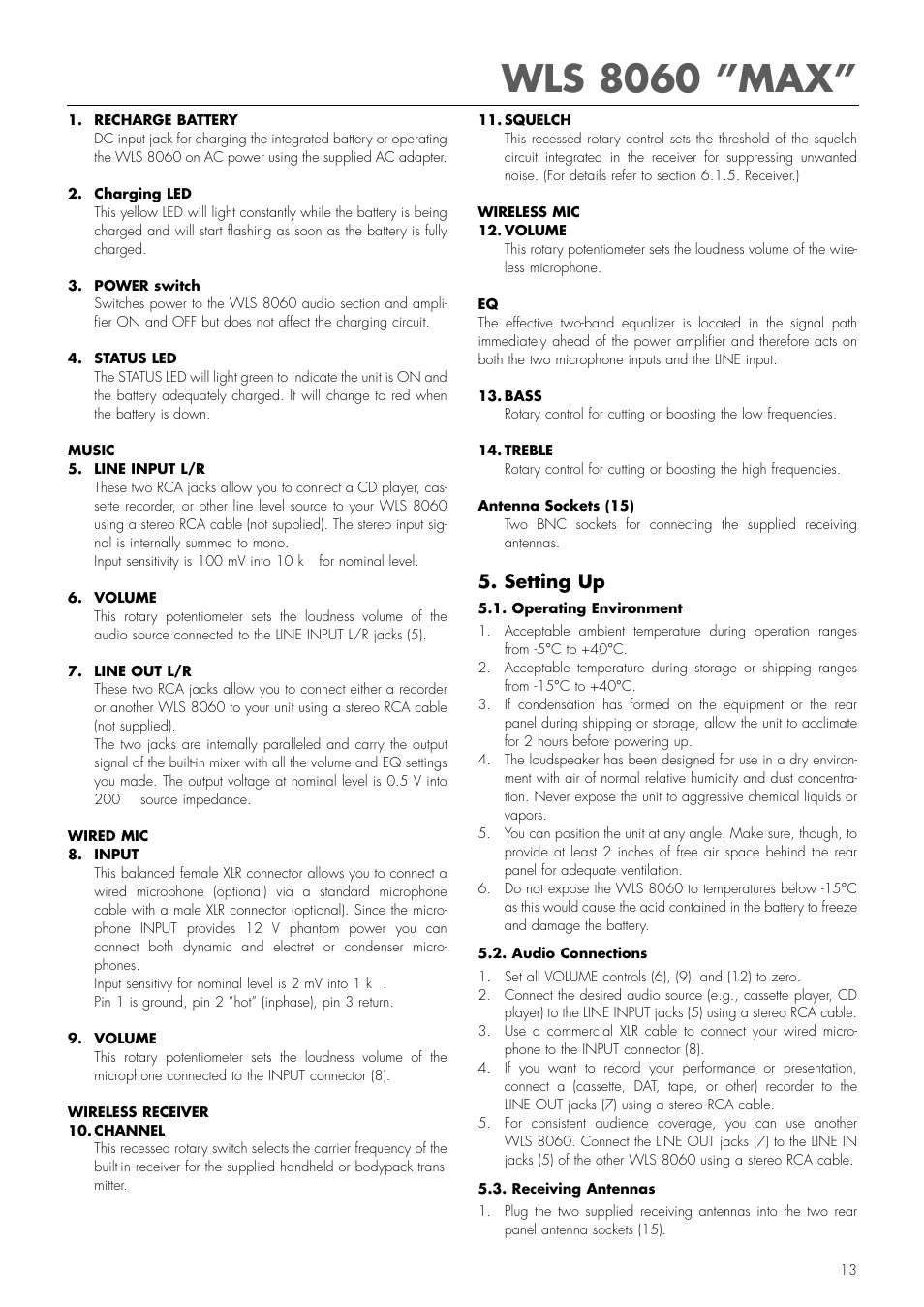 Wls 8060 ”max, Setting up | AKG Acoustics WLS 8060 MAX User Manual | Page 5 / 12
