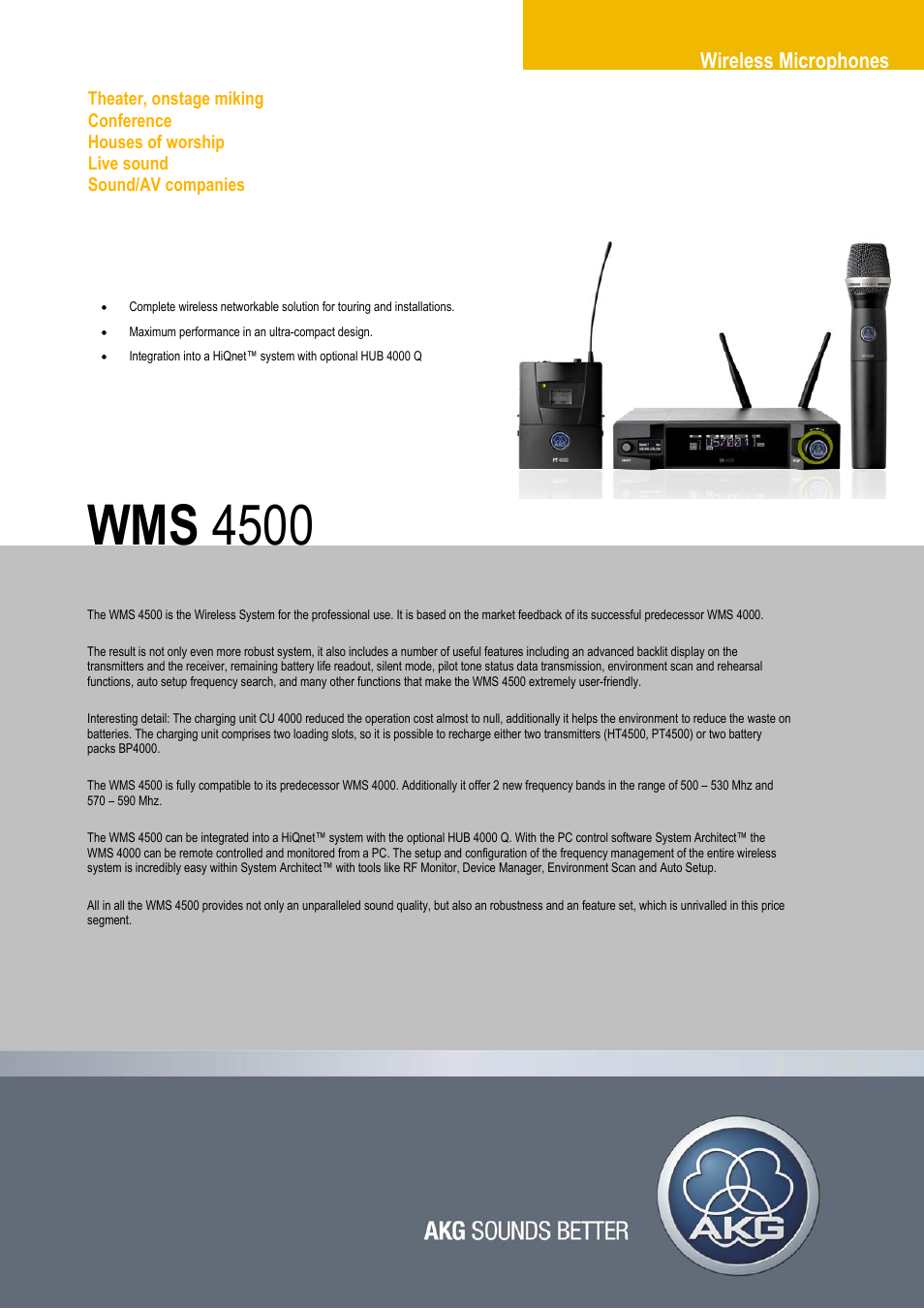 AKG Acoustics WMS 4500 User Manual | 2 pages