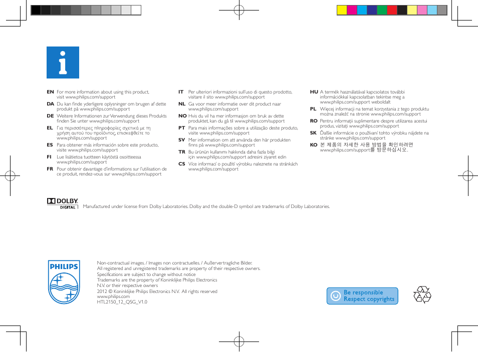 Philips Barre de son User Manual | Page 12 / 12