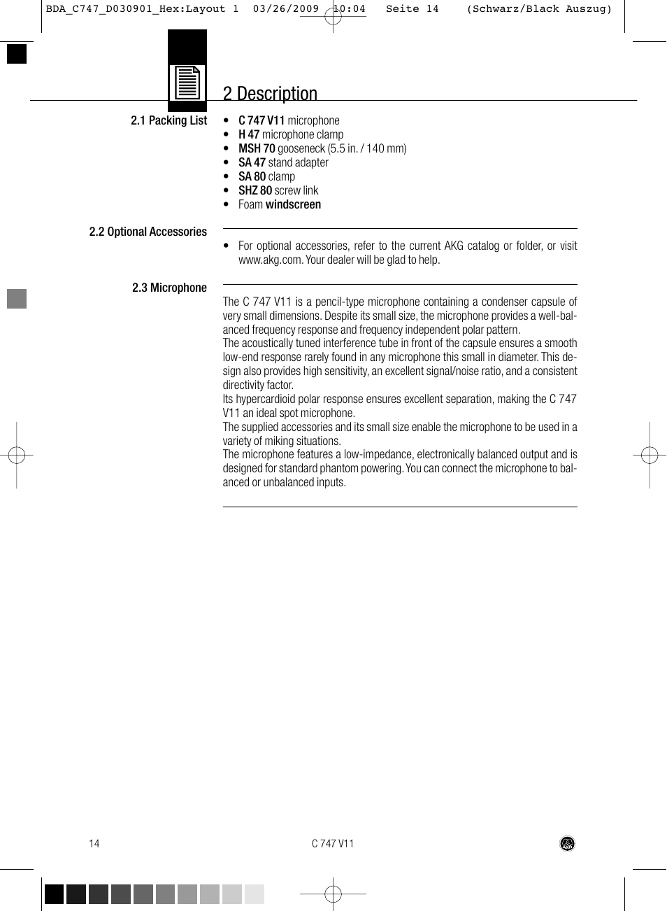 2 description | AKG Acoustics C747 V11 User Manual | Page 14 / 64