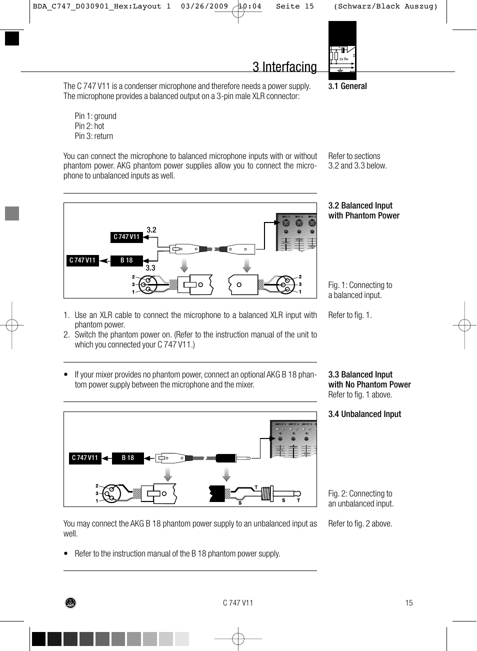 3 interfacing | AKG Acoustics C747 V11 User Manual | Page 15 / 64