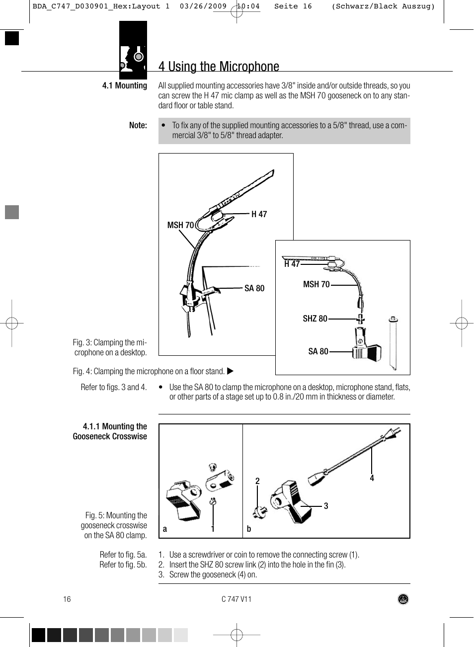 4 using the microphone | AKG Acoustics C747 V11 User Manual | Page 16 / 64