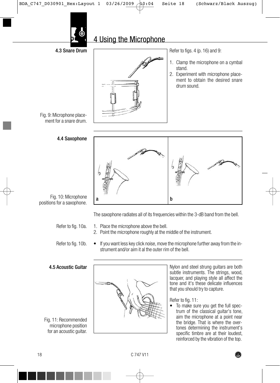 4 using the microphone | AKG Acoustics C747 V11 User Manual | Page 18 / 64