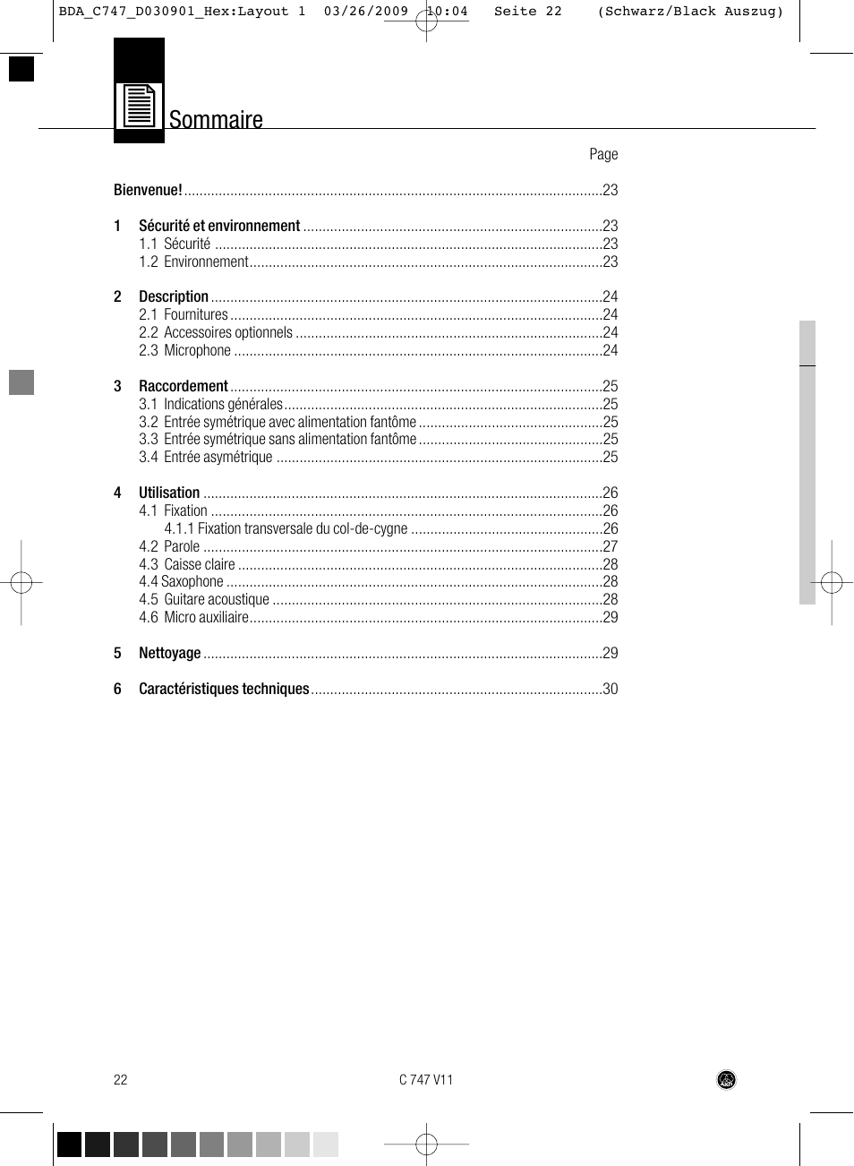 Sommaire | AKG Acoustics C747 V11 User Manual | Page 22 / 64