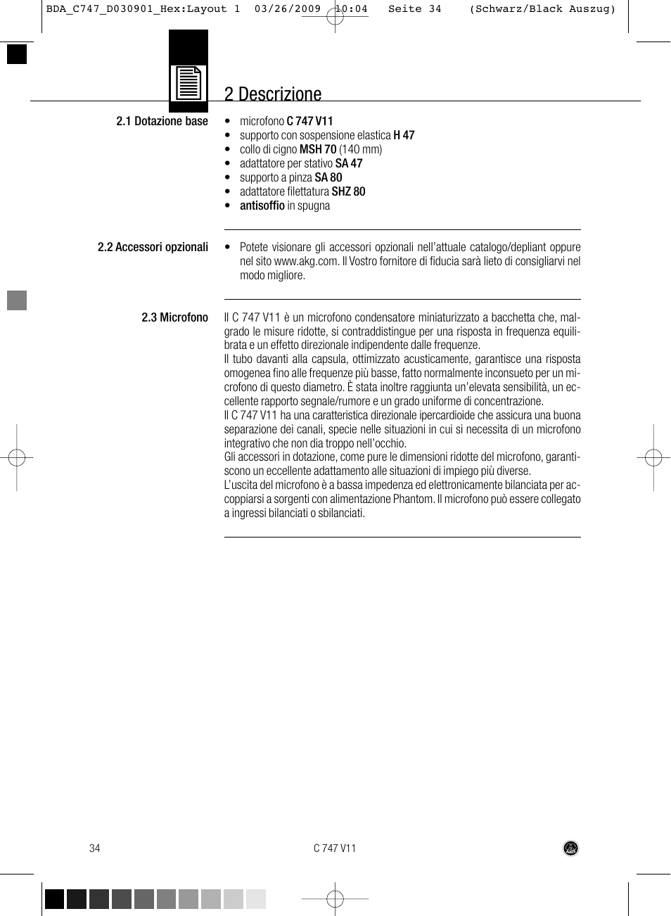 2 descrizione | AKG Acoustics C747 V11 User Manual | Page 34 / 64