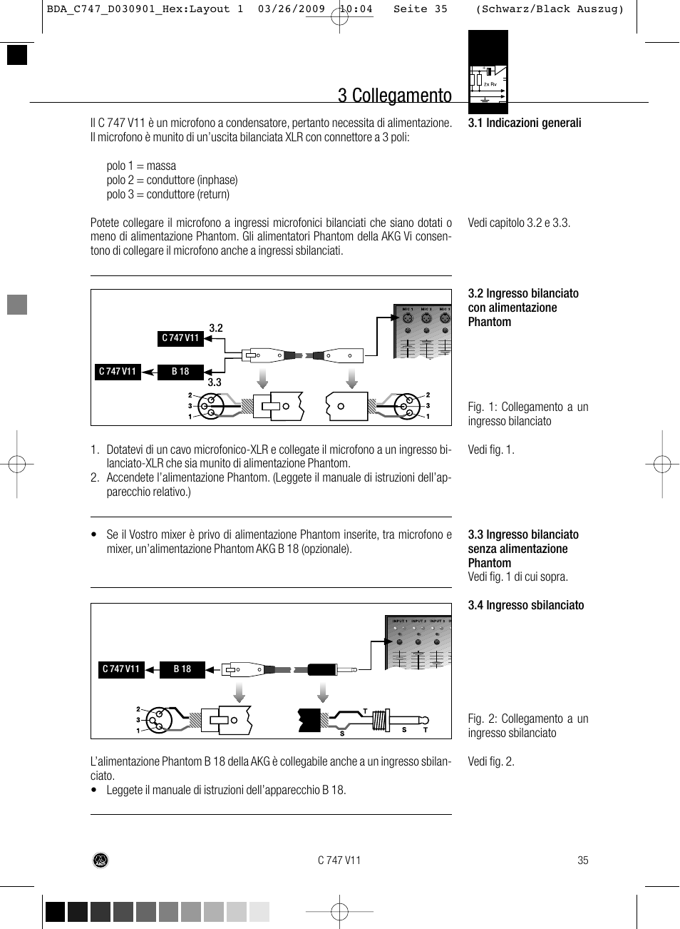 3 collegamento | AKG Acoustics C747 V11 User Manual | Page 35 / 64