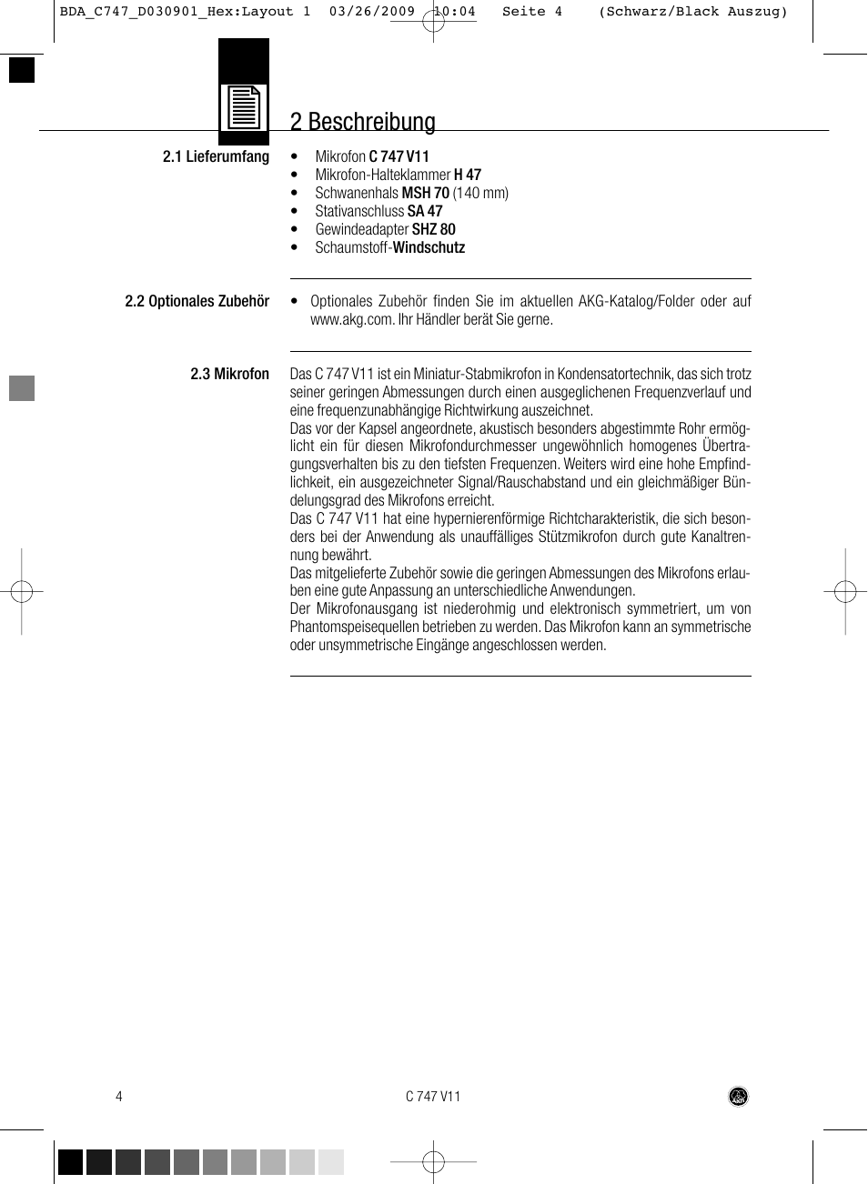 2 beschreibung | AKG Acoustics C747 V11 User Manual | Page 4 / 64