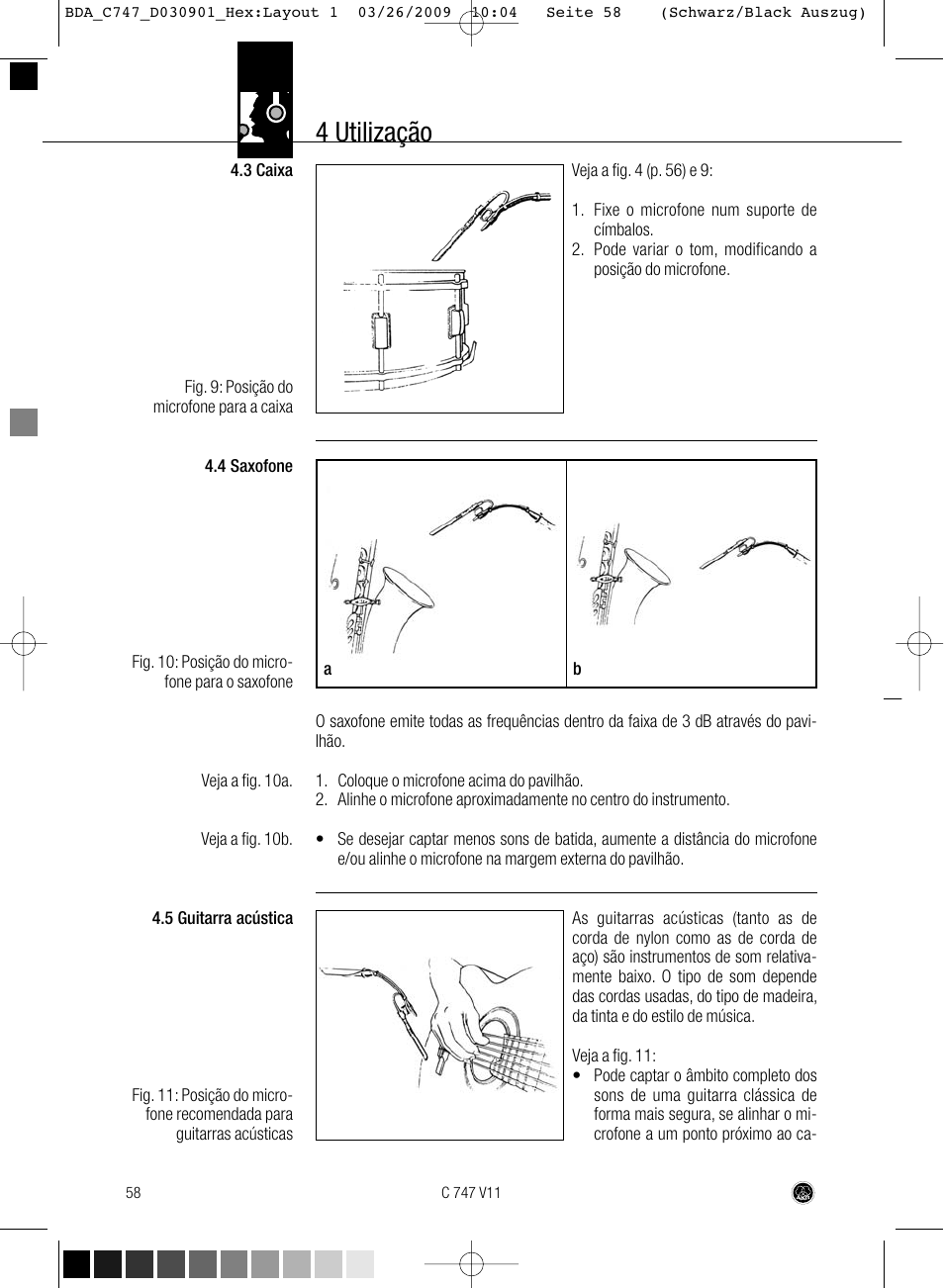 4 utilização | AKG Acoustics C747 V11 User Manual | Page 58 / 64