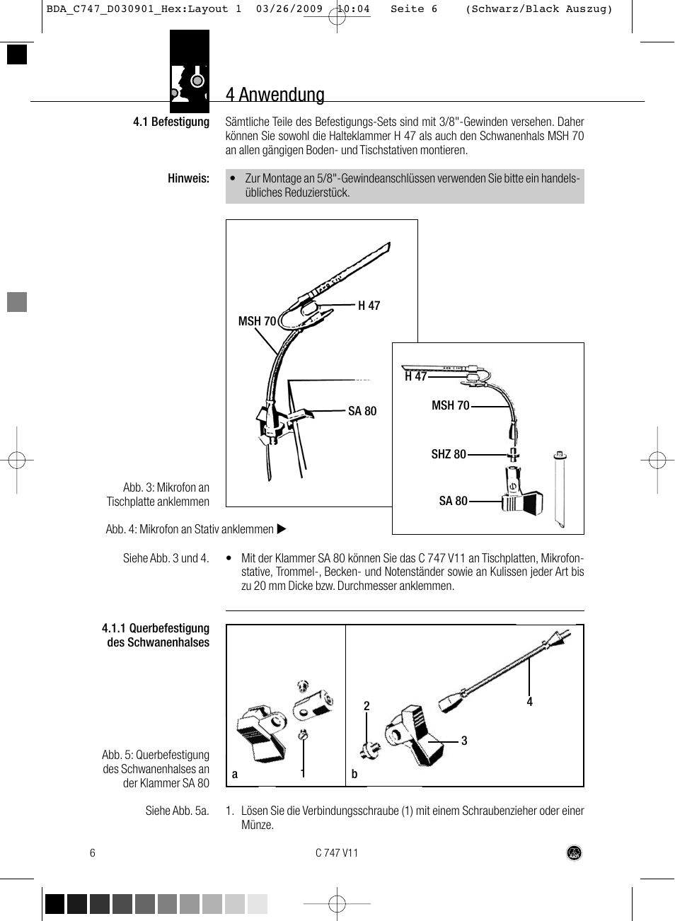 4 anwendung | AKG Acoustics C747 V11 User Manual | Page 6 / 64