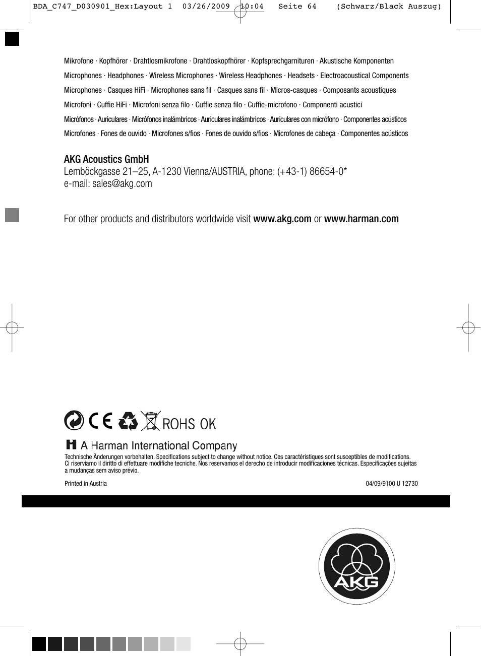 AKG Acoustics C747 V11 User Manual | Page 64 / 64