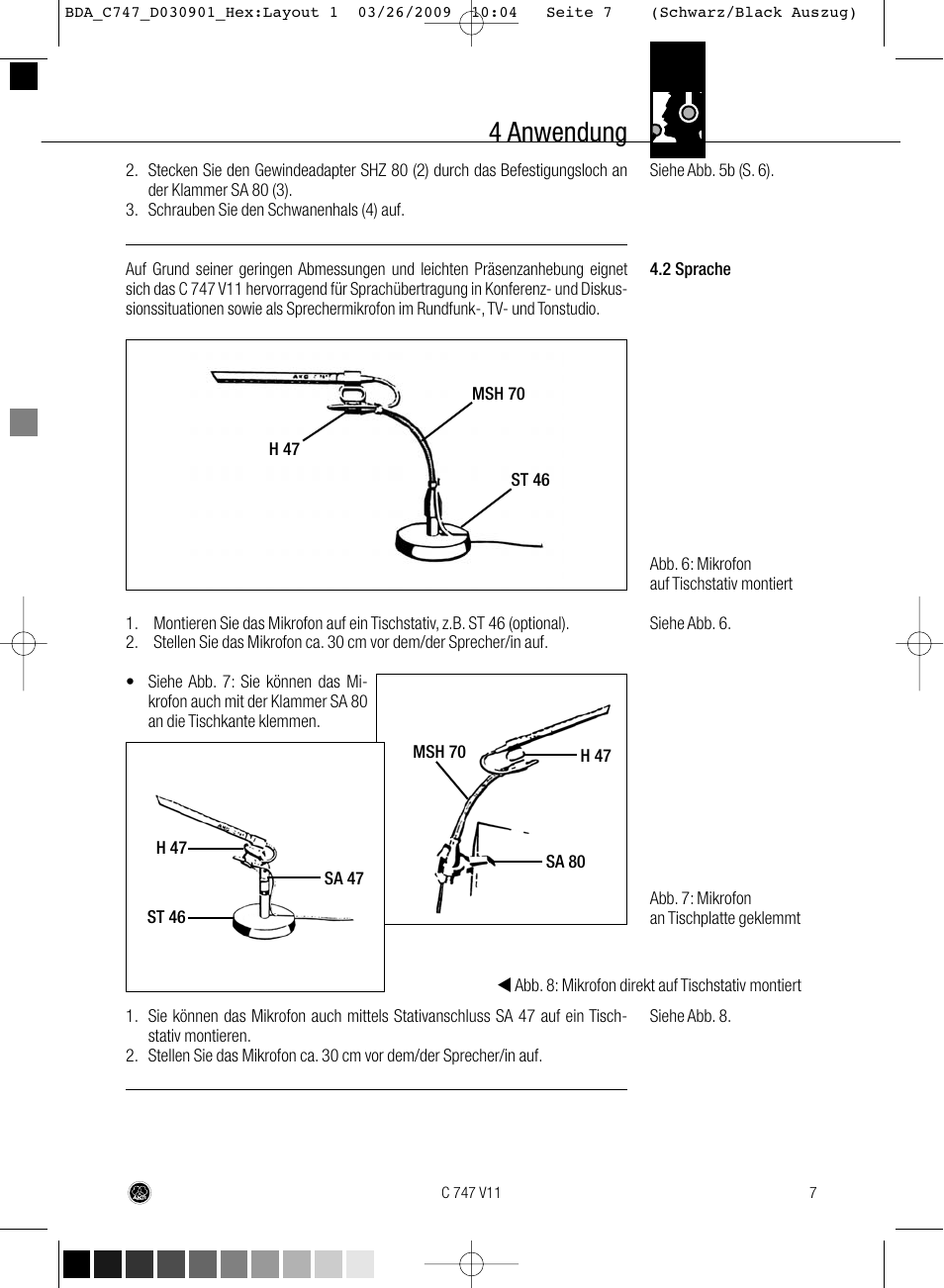 4 anwendung | AKG Acoustics C747 V11 User Manual | Page 7 / 64