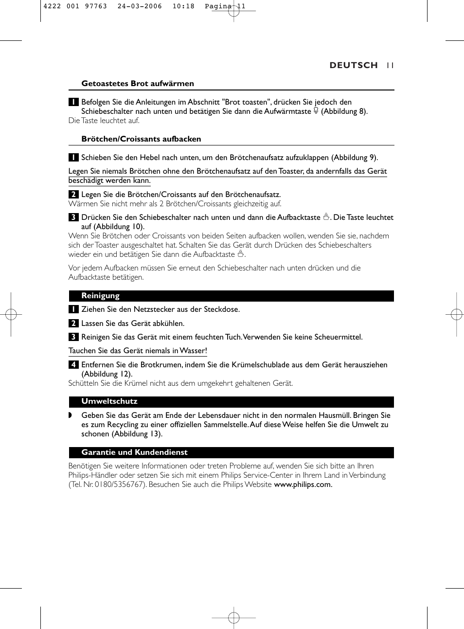 Philips Grille-pain User Manual | Page 11 / 44