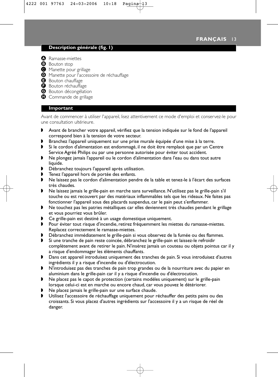 Philips Grille-pain User Manual | Page 13 / 44