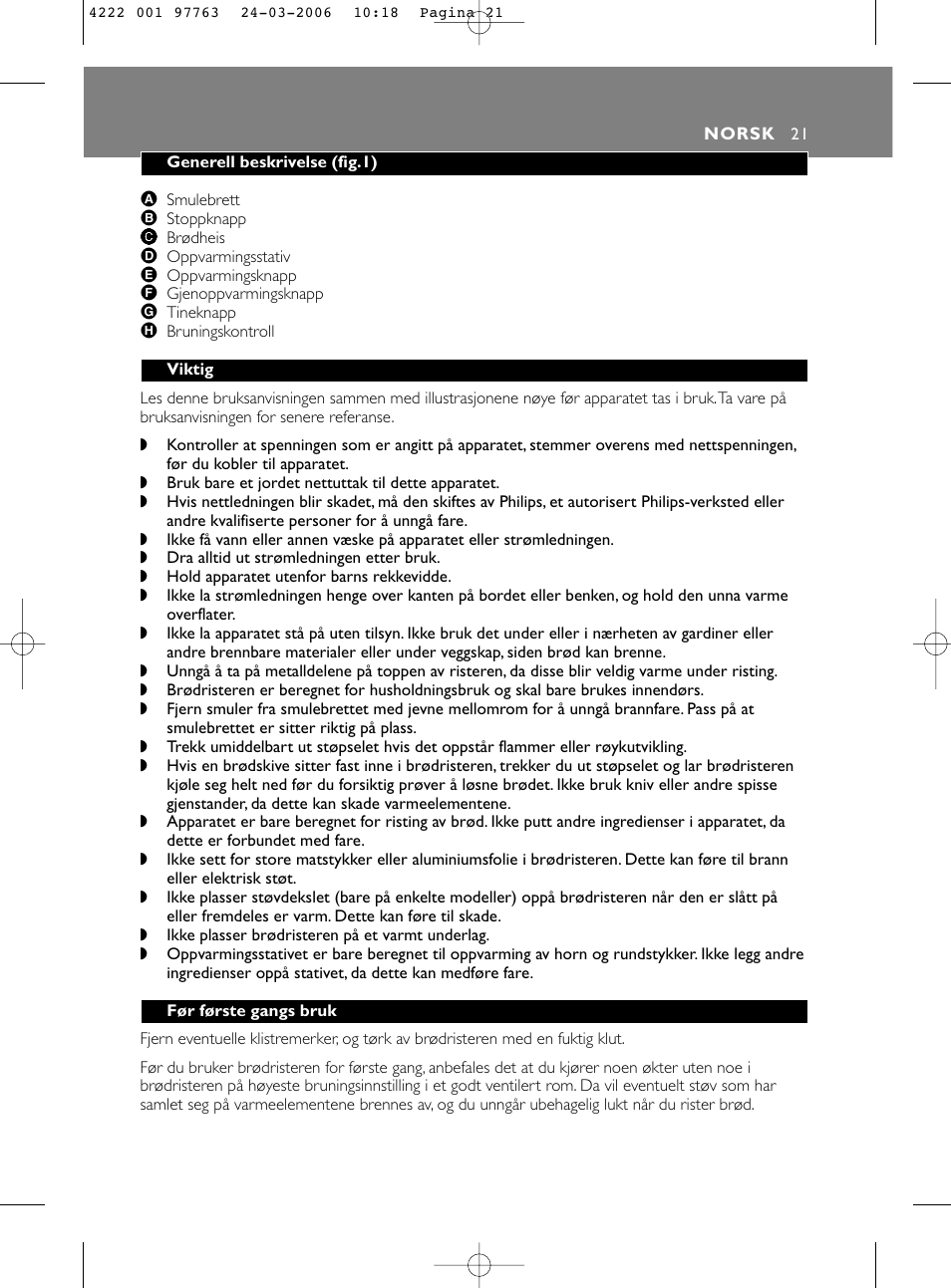 Philips Grille-pain User Manual | Page 21 / 44