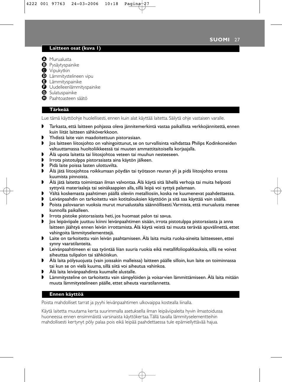 Philips Grille-pain User Manual | Page 27 / 44