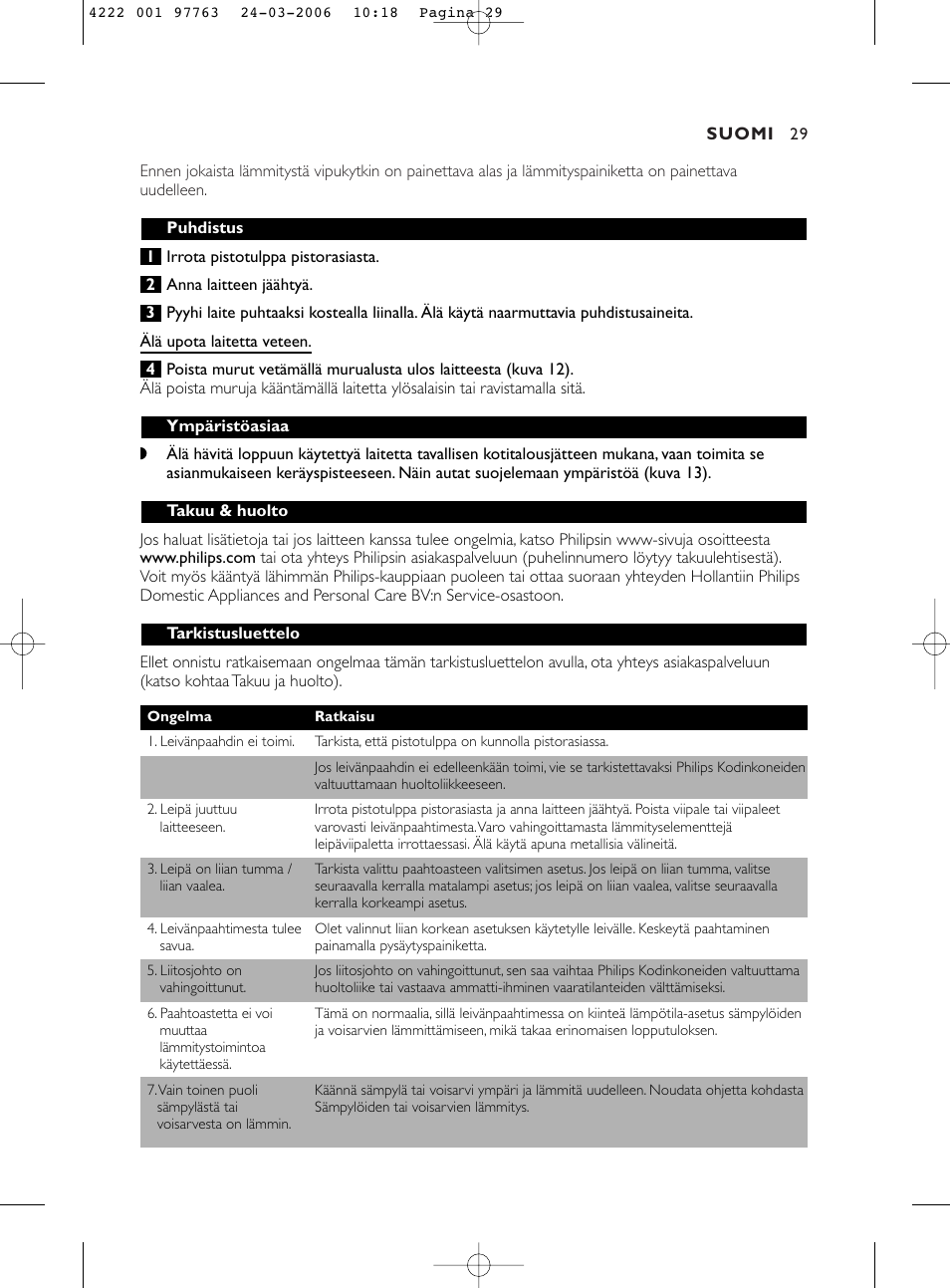 Philips Grille-pain User Manual | Page 29 / 44