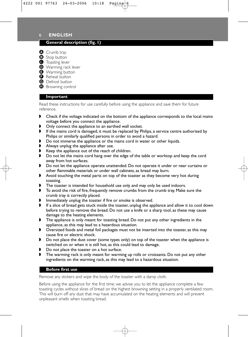 Philips Grille-pain User Manual | Page 6 / 44