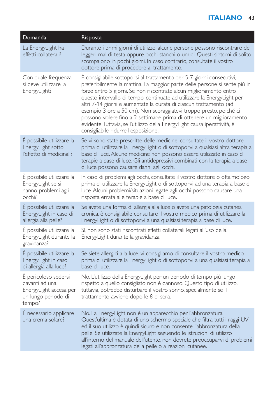 Philips EnergyLight User Manual | Page 43 / 64