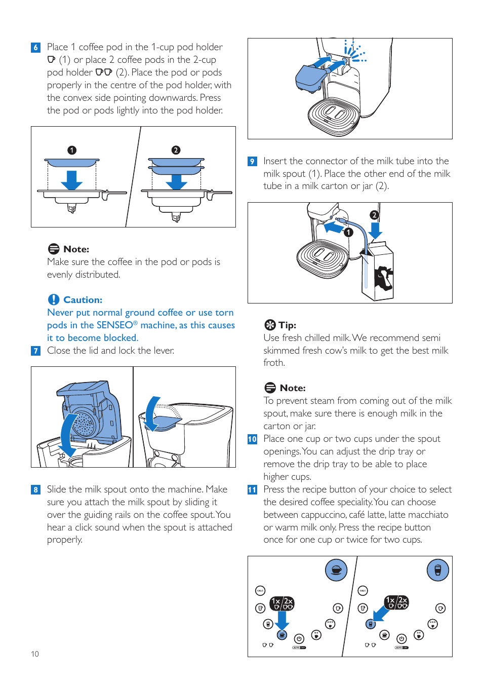 Philips SENSEO® Latte Duo Machine à café à dosettes User Manual | Page 10 / 76