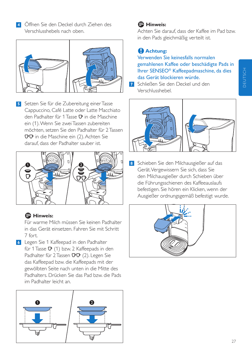 Philips SENSEO® Latte Duo Machine à café à dosettes User Manual | Page 27 / 76