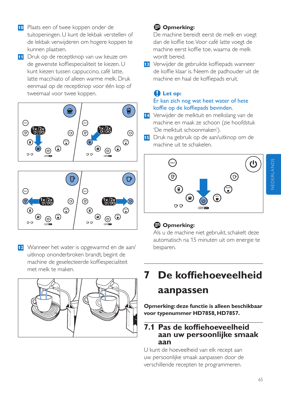 7 de koffiehoeveelheid aanpassen | Philips SENSEO® Latte Duo Machine à café à dosettes User Manual | Page 65 / 76